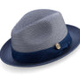 Cosmic Collection: Navy Braided Tone On Tone Stingy Brim Pinch Fedora Hat