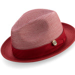 Cosmic Collection: Red Braided Tone On Tone Stingy Brim Pinch Fedora Hat