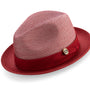 Cosmic Collection: Red Braided Tone On Tone Stingy Brim Pinch Fedora Hat