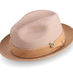 Cosmic Collection: Tan Braided Tone On Tone Stingy Brim Pinch Fedora Hat