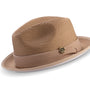Tan Braided White Bottom Stingy Brim Pinch Fedora Hat H2211