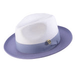 Galanza Collection: Lavender Two-tone Pinch Fedora With Matching Grosgrain Ribbon- Wide Brim H47