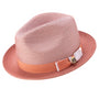 Rubique Collection: Montique Men's Braided Two Tone Stingy Brim Pinch Fedora Hat in Papaya