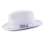 Dazzluxe Collection: White with Lavender Bottom Braided Wide Brim Pinch Fedora Hat