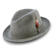 Grey Wool Felt Dress Hat with Small Band by Montique