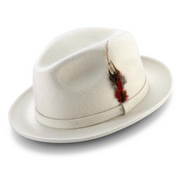 Winter White Wool Felt Dress Hat with Small Band by Montique
