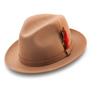 Tan Wool Felt Dress Hat with Small Band by Montique