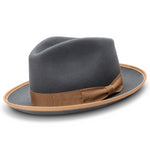 Neoteric Collection: Montique Grey 2 1/2 Inch Wide Brim Wool Felt Hat