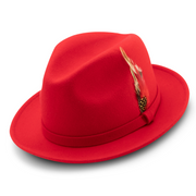 Red Wool Felt Dress Hat with Small Band by Montique