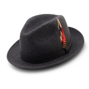 Charcoal Wool Felt Dress Hat with Small Band by Montique