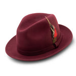 Eclipelle Collection: Montique Burgundy Small Felt Band 2 ¼ Brim Wool Felt Dress Hat