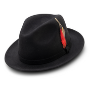 Black Wool Felt Dress Hat with Small Band by Montique