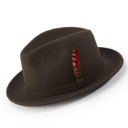 Brown Wool Felt Dress Hat with Small Band by Montique