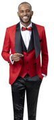 Pavo Collection: Red Tone on Tone Design Fashion Blazer & Vest-Soprano