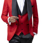 Red Tone on Tone Design Fashion Blazer & Vest-Soprano J64