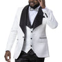 Pavo Collection: White & Black Tone on Tone Design Fashion Blazer & Vest-Soprano