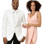 Pavo Collection: White Tone on Tone Design Fashion Blazer & Vest -Soprano