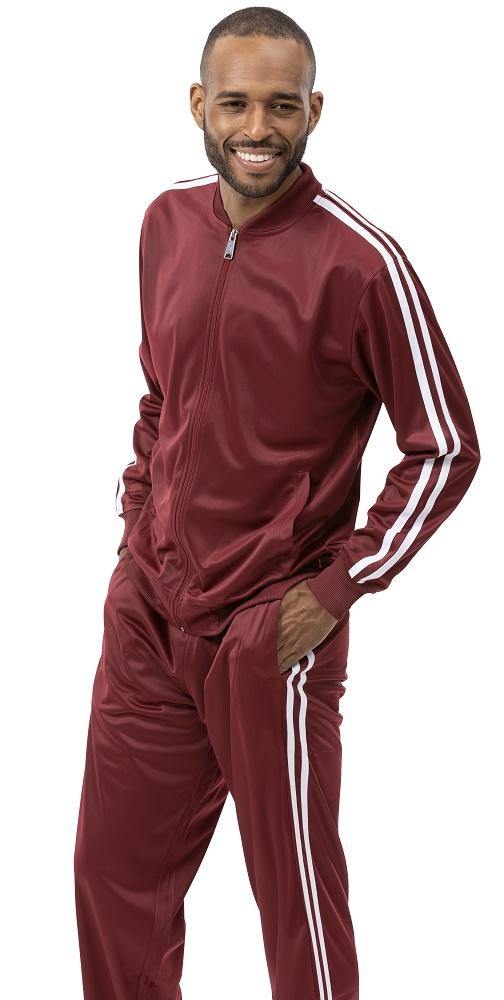 Montique Men's Burgundy 2 Piece Casual Sport Jog Set - JS26 - Suits & More