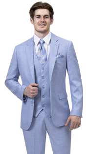 RegalRevel Collection: Sky Blue Three Piece Regular Fit Fashion Suit
