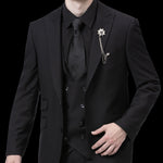 Black Three Piece Regular Fit Fashion Suit M2770