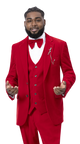 Triton Collection: Red Velvet Three Piece Regular Fit Fashion Suit