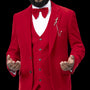 Triton Collection: Red Velvet Three Piece Regular Fit Fashion Suit