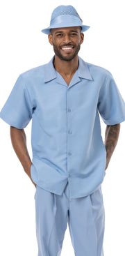 Tone On Tone Carolina Walking Suit 2 Piece Horizontal Stripe Short Sleeve Set 2222