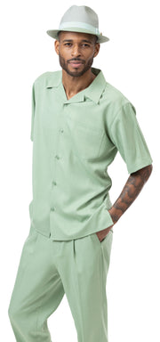 Apple Solid Short Sleeve Walking Suit Set - Classic Fit