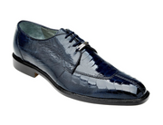 Belvedere Men's Genuine Ostrich Leg Dress Shoes in Navy - Siena