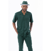 Emerald Solid Short Sleeve Walking Suit Set - Classic Fit
