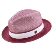 Burgundy Two-Tone Braided Pinch Fedora Hat with Contrast Brim
