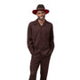 Foundation Collection: 2 Piece Solid Brown Long Sleeve Walking Suit Set 1641