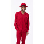 Foundation Collection: 2 Piece Solid Red Long Sleeve Walking Suit Set 1641