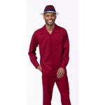 Foundation Collection: 2 Piece Solid Burgundy Long Sleeve Walking Suit Set 1641