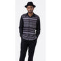 Montique Black Horizontal Design 2 Piece Long Sleeve Walking Suit Set 2285