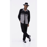 Montique Black Houndstooth 2 Piece Long Sleeve Walking Suit Set 2257