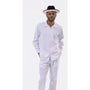 Montique Slate White Tone On Tone 2 Piece Long Sleeve Walking Suit Set 2290