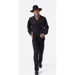 Montique Slate Black Tone On Tone 2 Piece Long Sleeve Walking Suit Set 2290