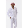 Montique White Tone on Tone 2 Piece Long Sleeve Walking Suit Set 2264