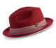 Red Braided Stingy Brim Pinch Fedora Hat White Bottom H2212