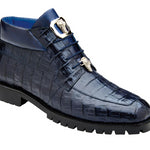 Men's Genuine Caiman Crocodile Shoes in Navy-Gallardo