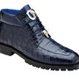 Men's Genuine Caiman Crocodile Shoes in Navy-Gallardo
