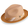 Gold & White Braided Tone On Tone Stingy Brim Pinch Fedora Hat H2209