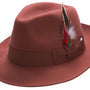 Manta Collection: Montique Men's Rust Fedora Snap Brim Soft Fine Felt Pinch Hat