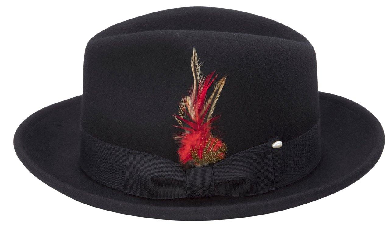 Montique Men's Black Felt Pinch Fedora Untouchable Gangster Hat H09 - Suits & More