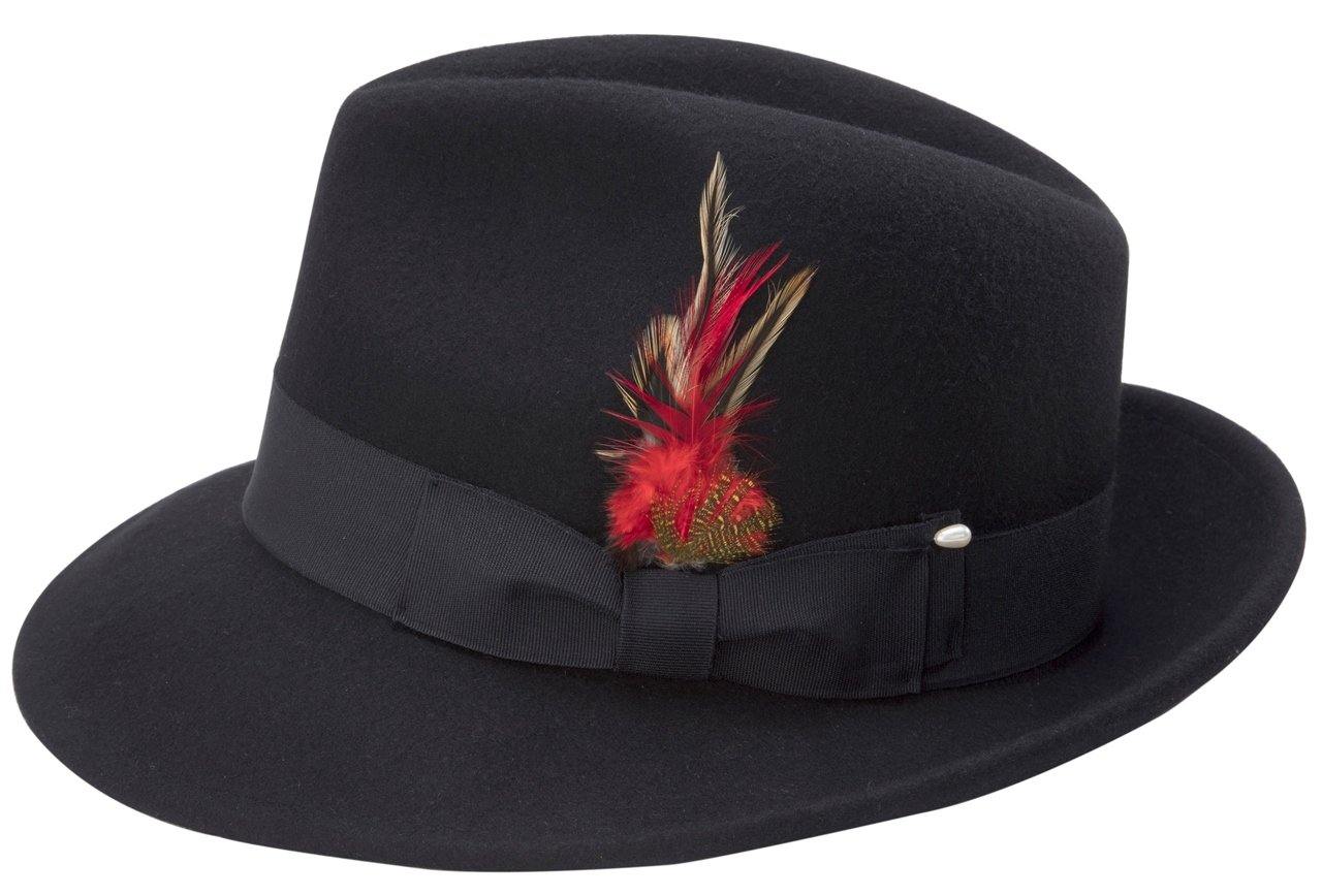 black fedora close up showing grosgrain ribbon detail