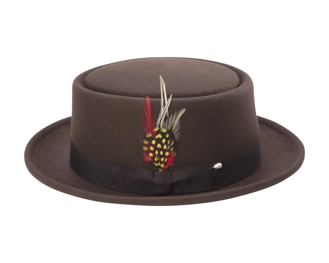 Montique Men's Brown Classic Pork Pie Felt Hat H12 - Suits & More