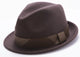Montique Men's Brown Fedora Stingy Brim Felt Hat H1634