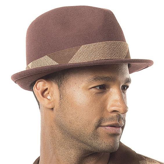 man wearing brown felt fedora with stingy brim