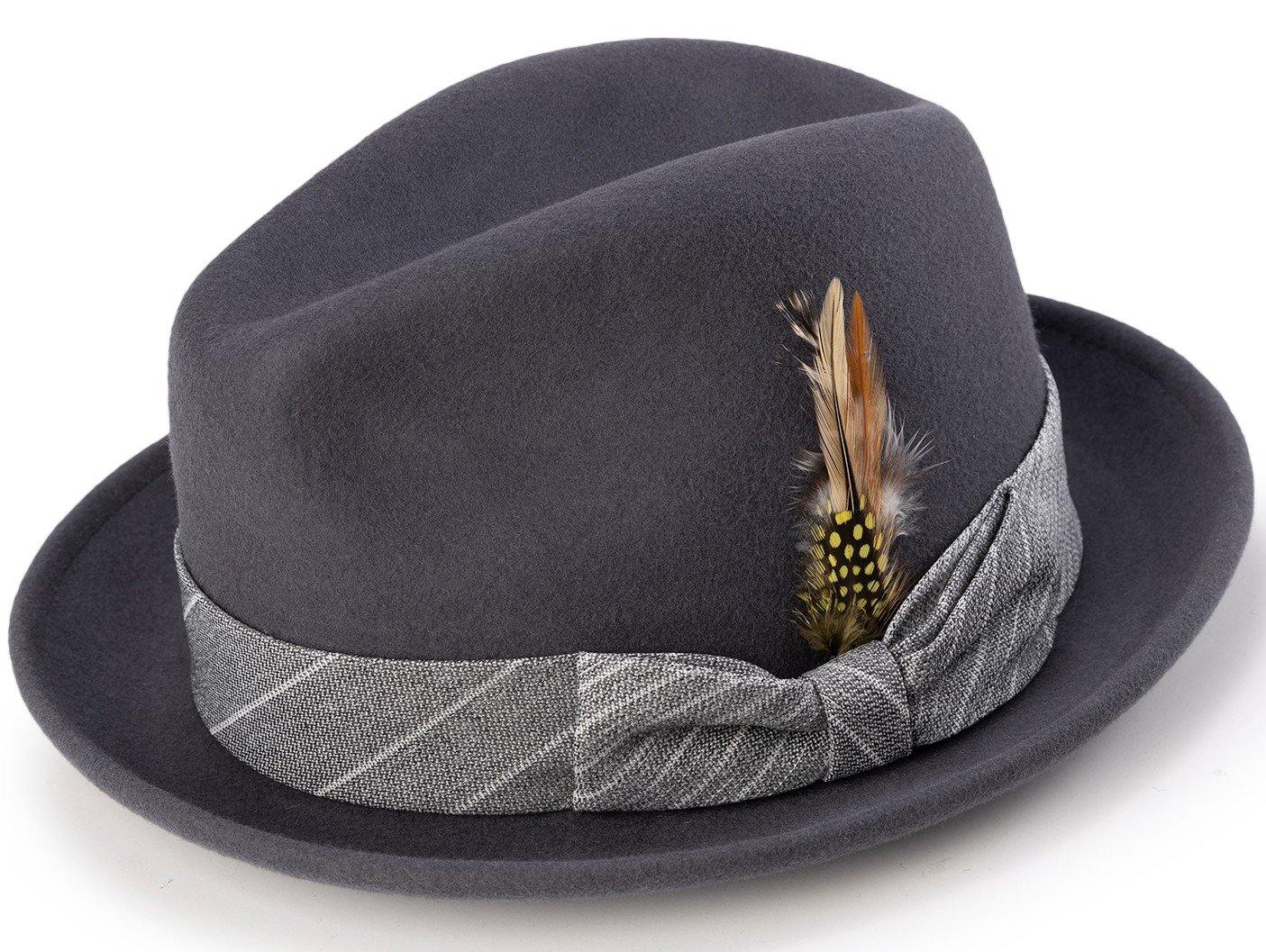Montique Men's Grey Color Wool Felt Dress Hat H-1963 - Suits & More